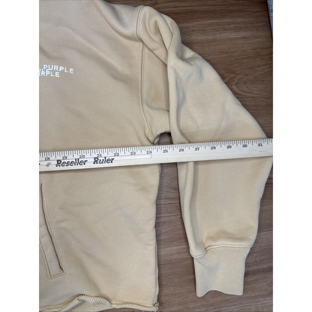 Purple Brand Oversized Fleece Graphic‎ Hoodie Ecru Small NWT - Picture 9 of 10